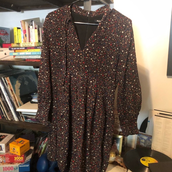 Madewell Dresses | Madewell Starry Night Balsam Tie Neck Dress 6 | Poshmark